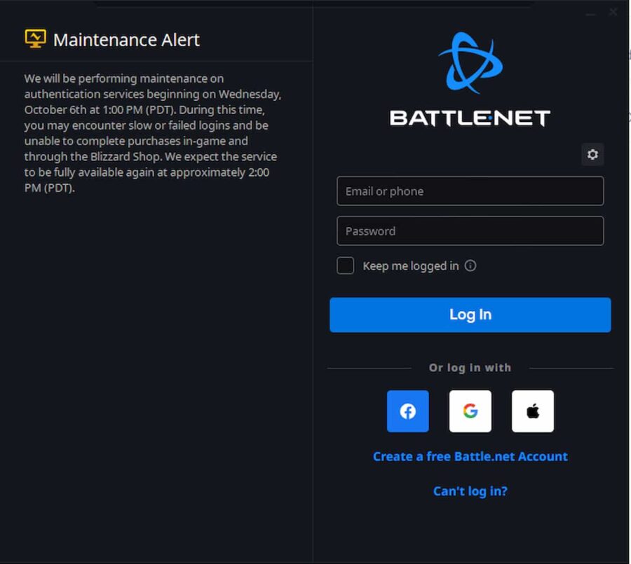 can t log into battlenet