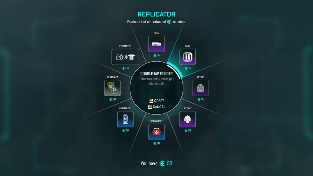 Double Tap Trigger in Replicator menu