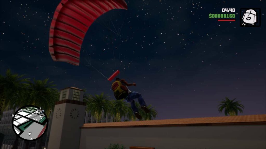 How to open and use the parachute in Grand Theft Auto San Andreas