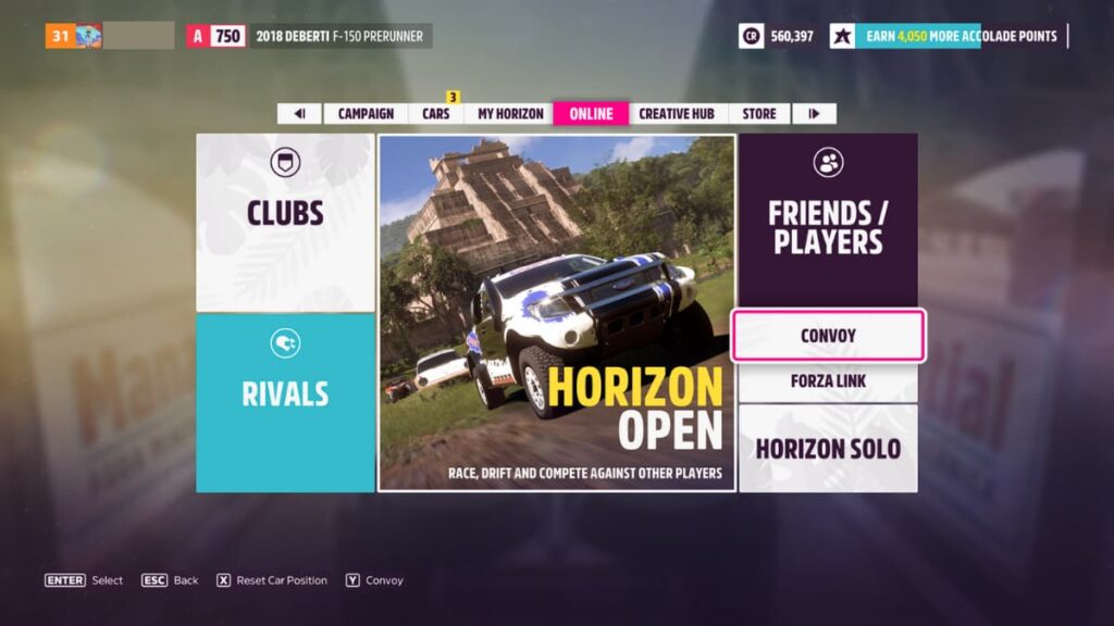 how to start convoy forza horizon 5