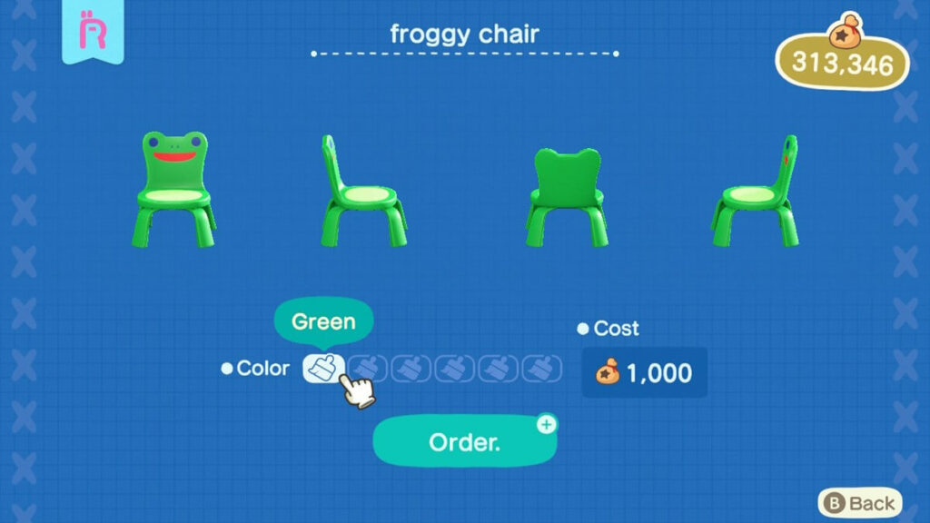 Лягушачий стул зеленого цвета