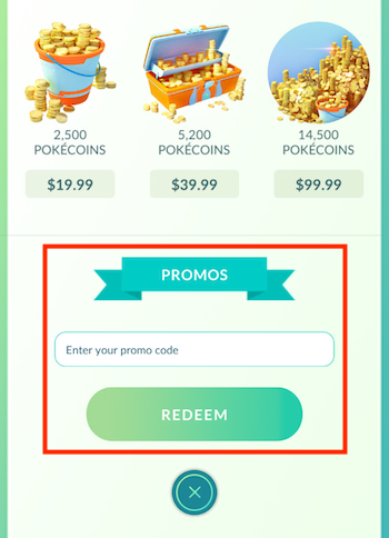 Redeem code text box Pokémon GO Android