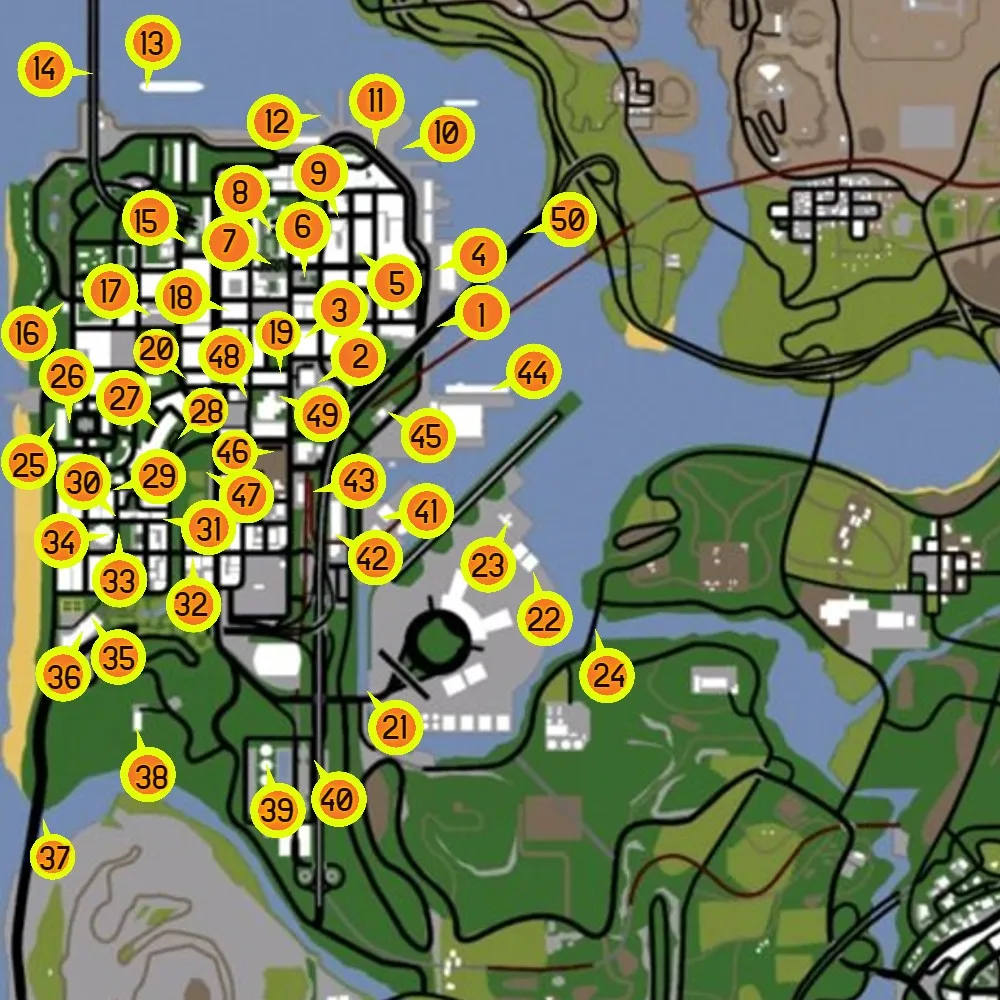 Gta San Andreas Weapons Locations Map 7964