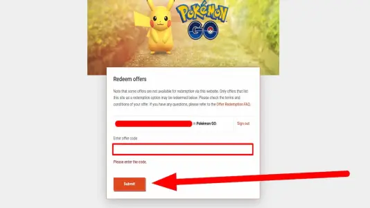 Redeem code for iOS Pokémon GO