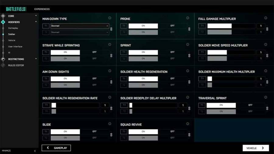 soldier modifiers battlefield portal