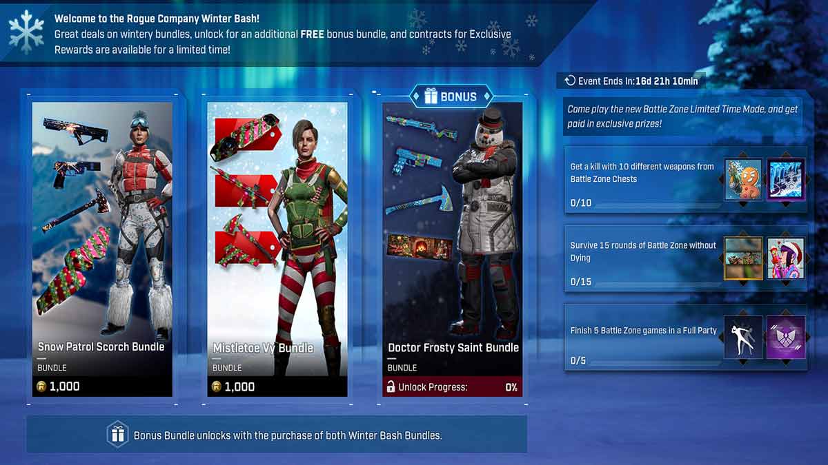 How To Get All Winter Bash Cosmetics In Rogue Company Pro Game Guides How To Get All Winter Bash Cosmetics In Rogue Company Pro Game Guides