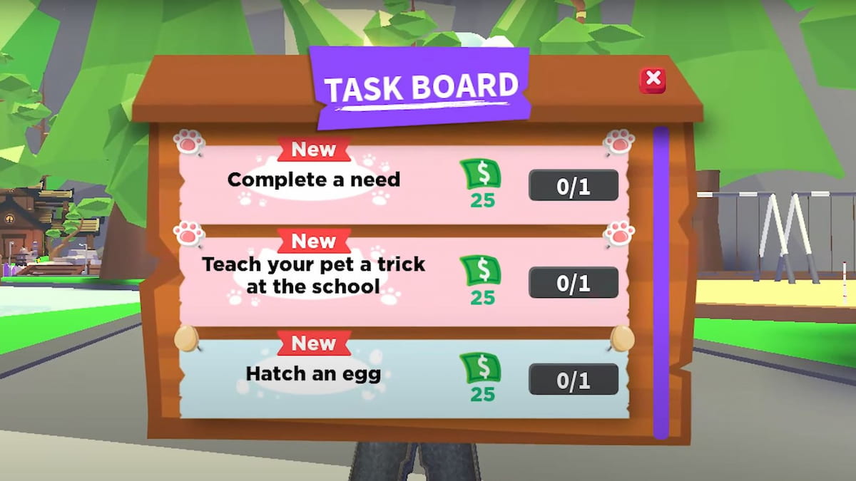 Adopt Me! on X: 📋 Taskboard update! 📋 ✓ Complete new daily tasks for  rewards! 🌈 Exclusive pet and item rewards for completing difficult tasks!  🤠 Play to unlock different tasks! More