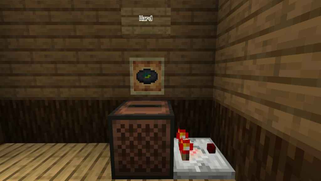 The Ward music disc activating a Redstone Comparator after being placed in the Jukebox behind it