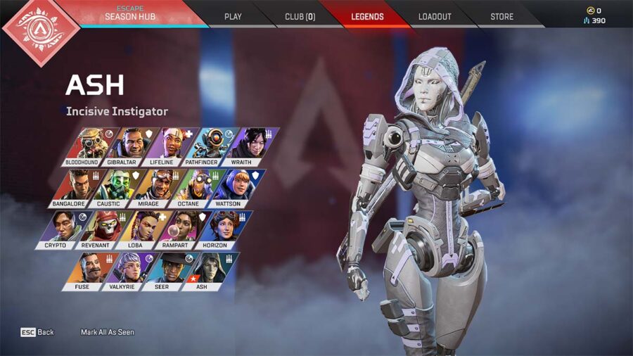 Экран выбора персонажа Apex Legends