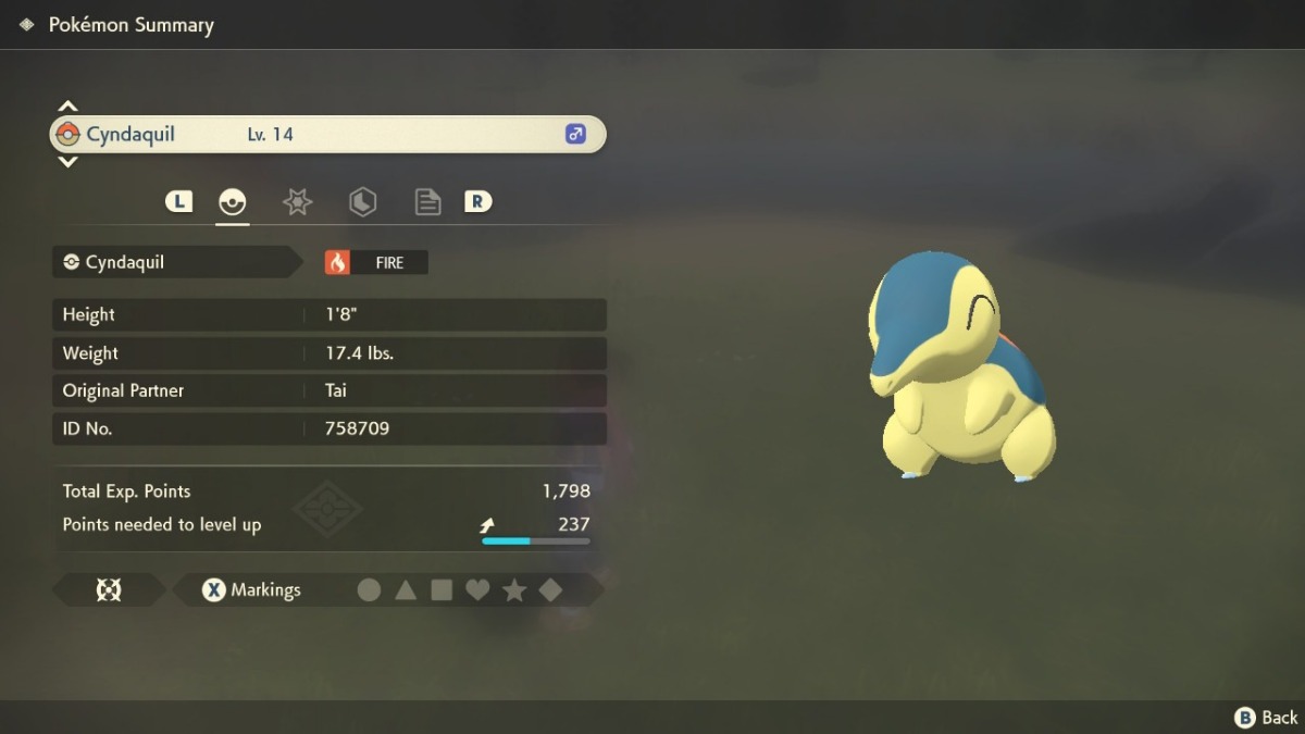What level does Cyndaquil evolve in Pokémon Legends: Arceus - Pro Game
