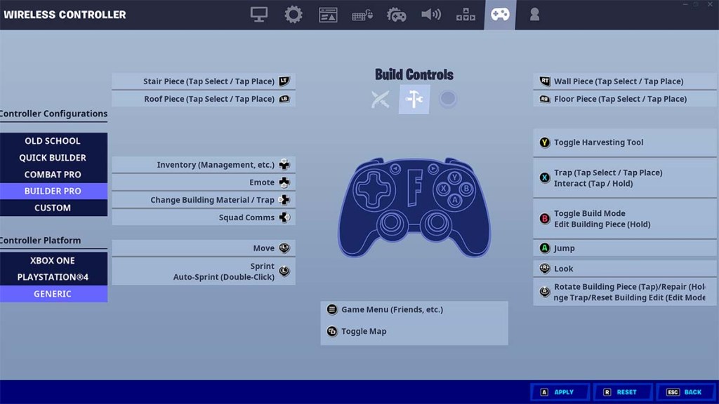 Fortnite Builder Pro controls