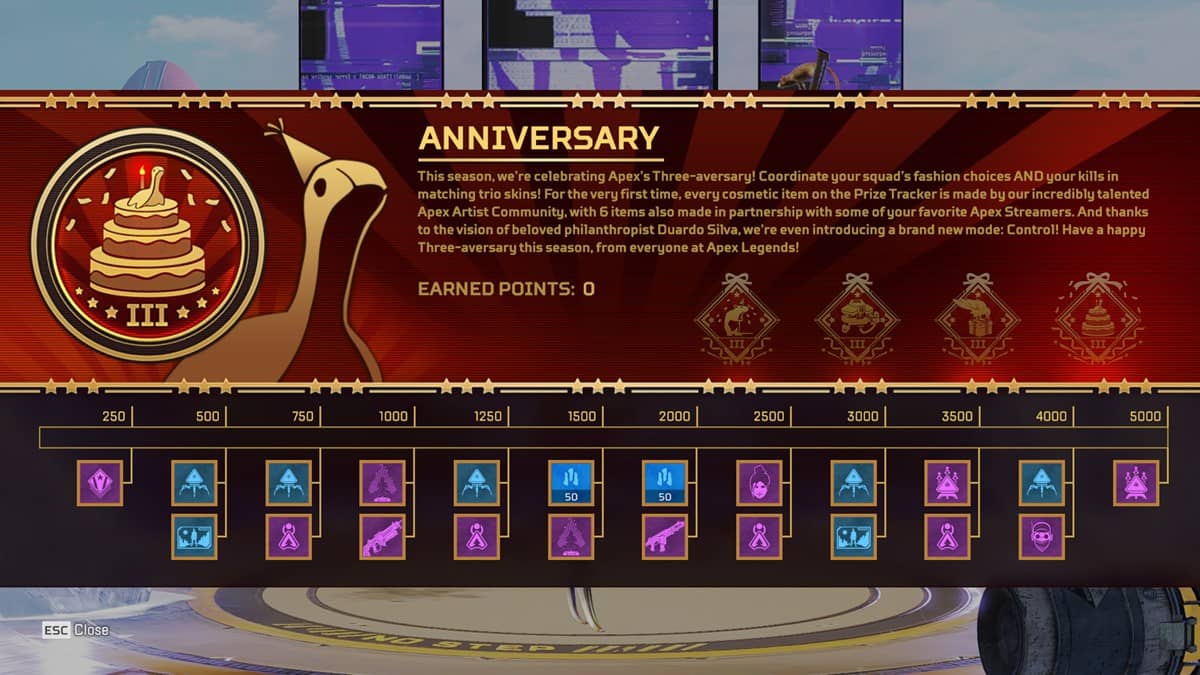 All Prize Tracker rewards for the 3rd Anniversary Collection Event in