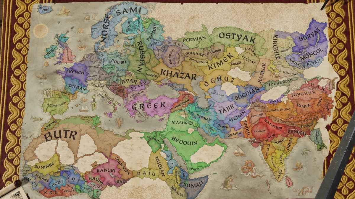 Map with various cultures in CK3