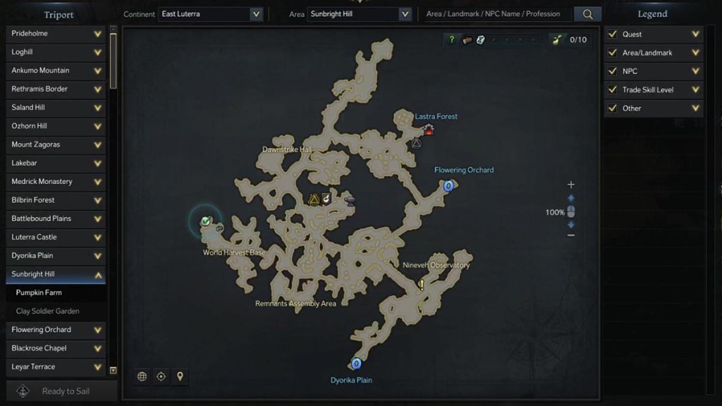 A guide to navigating Inven Global's Lost Ark database: Map