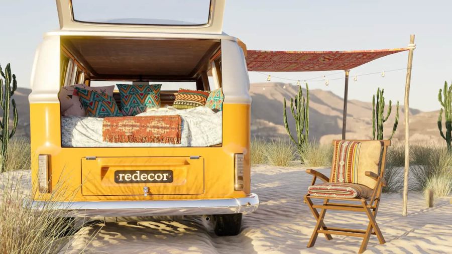Redecor van in a desert
