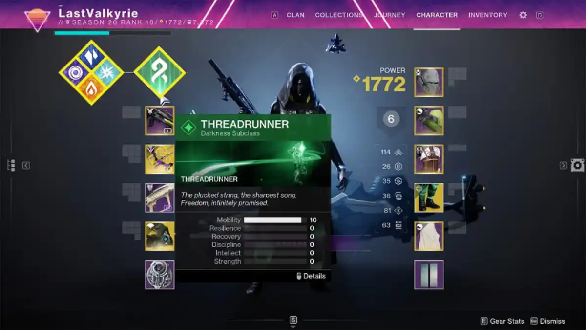 character menu with each subclass icon highlighted
