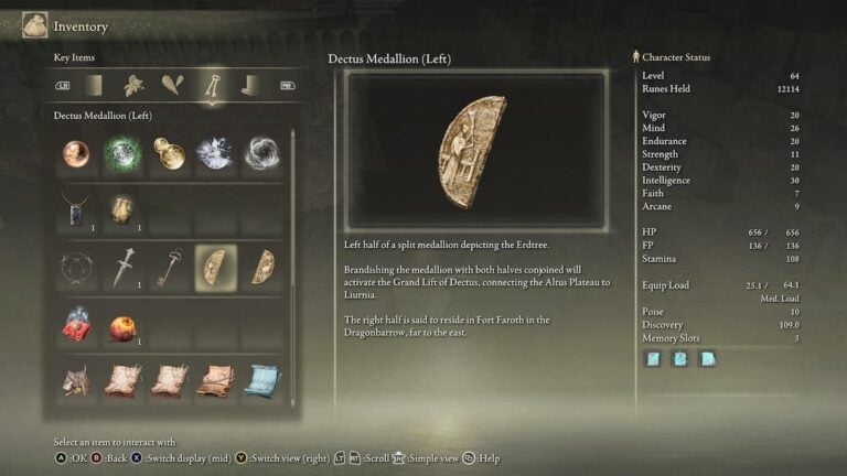 Where To Find The Dectus Medallion Left In Elden Ring Pro Game Guides   Elden Ring Dectus Medallion Left Item Menu 768x432 