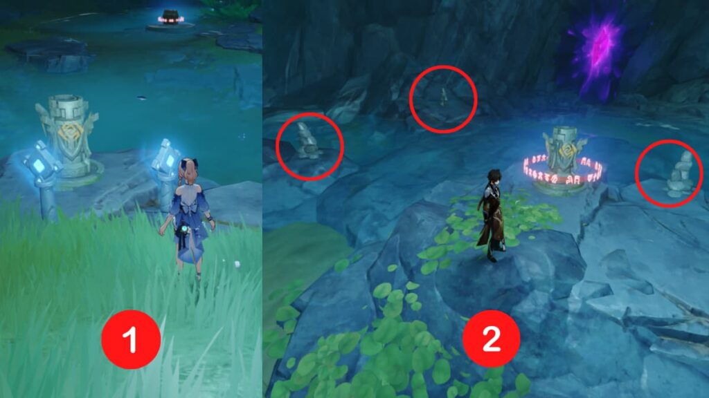 How to solve the Geo Monument puzzle in the west pool of the