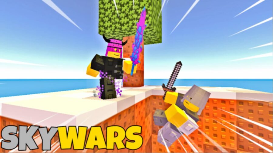 Roblox Skywars two characters fighting