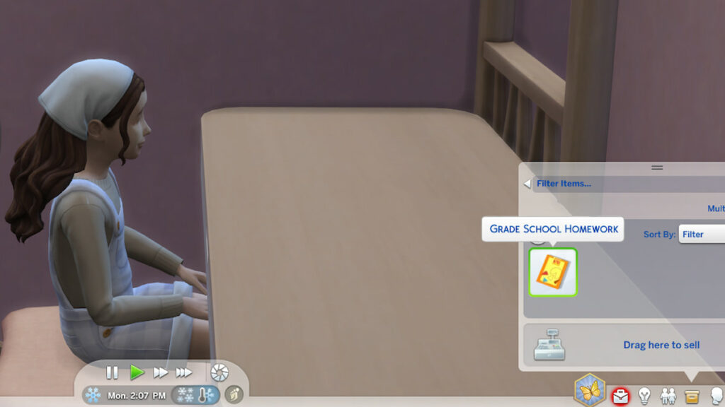 can't find homework in inventory sims 4