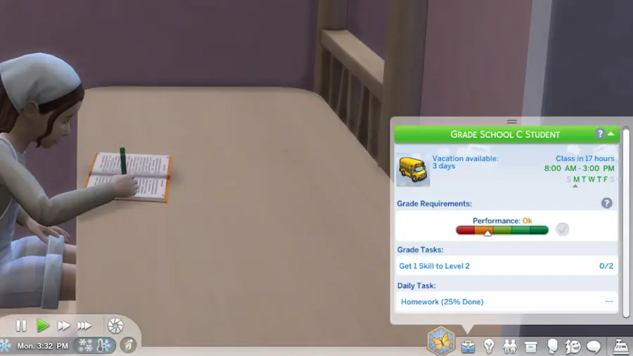 cant find homework on sims 4