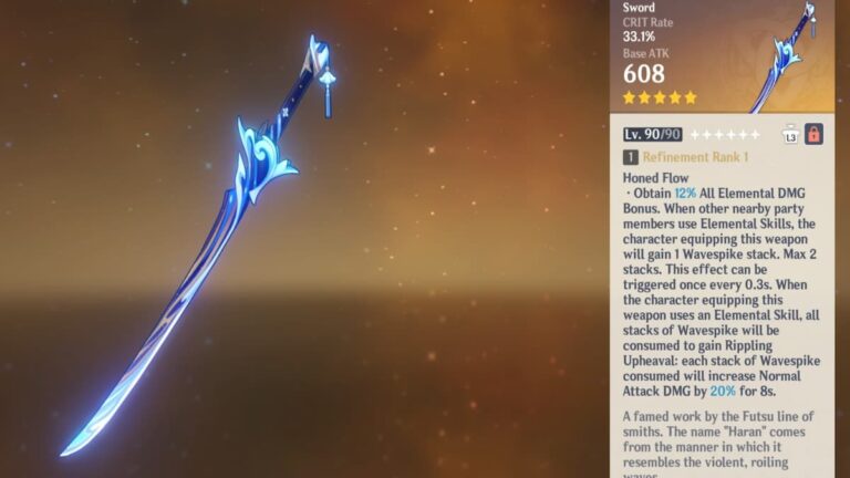 Why The 5 Star Haran Geppaku Futsu Sword Is The Best Dps Weapon In Genshin Impact Pro Game Guides