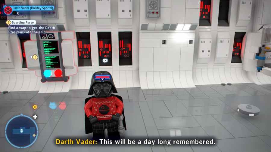 LEGO Darth Vader wearing ugly Chrismas sweater