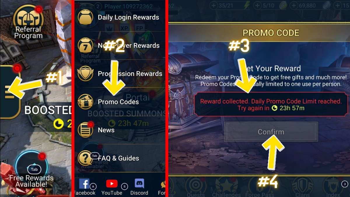 how to redeme a code in raid shadow legends