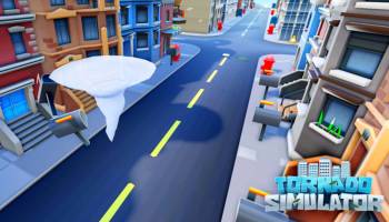 Tornado going through a town in Roblox Tornado Simulator