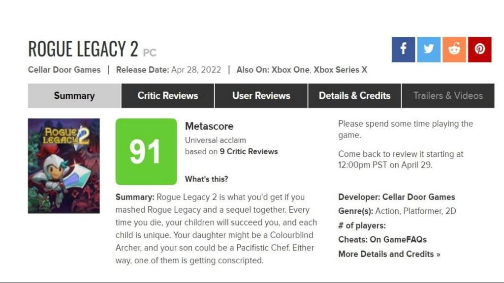 Rogue Legacy 2 - Metacritic