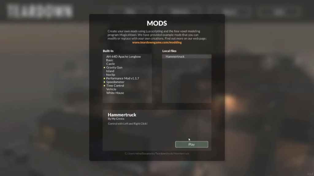 How to install MODS from steam workshop for CRACKED Teardown 