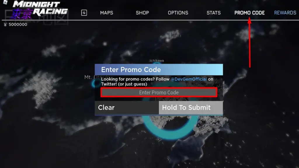 Redeem code text blox for Roblox Midnight Racing Tokyo