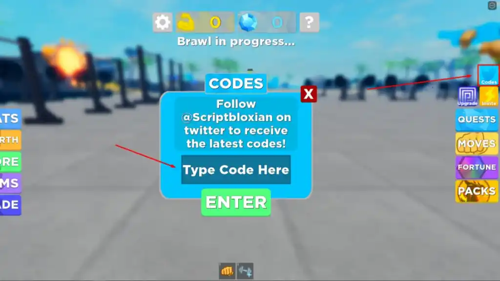 Muscle Legends Codes Redeem page