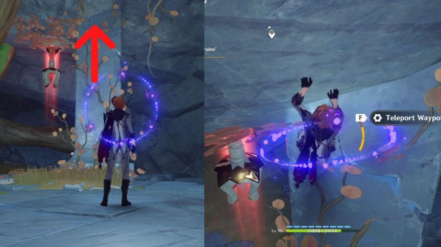 How to unlock the upsidedown Teleport Waypoint in The Chasm Underground Mine in Genshin Impact