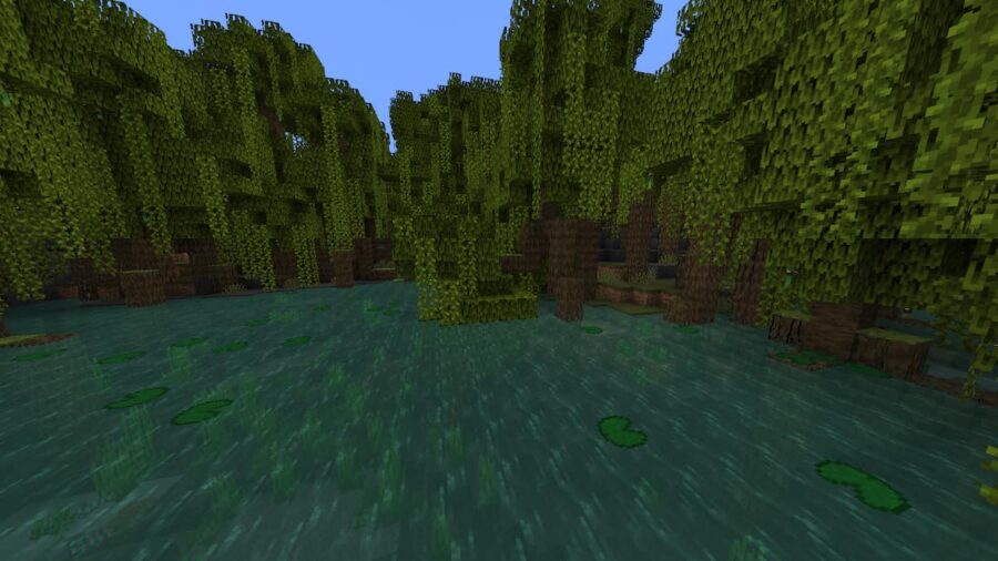 A mangrove tree in Minecraft
