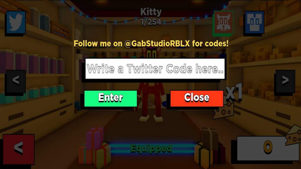 Redeem code text box for Roblox Kitty