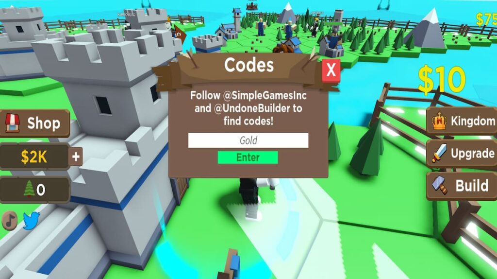 Redeem text box for Roblox My Kingdom