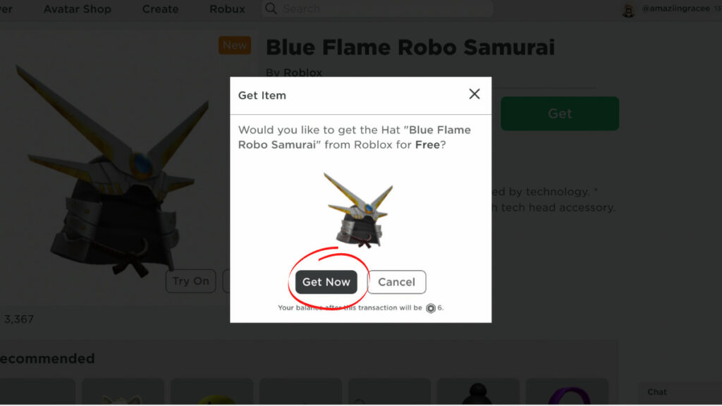 , How to get a free Blue Flame Robo Samurai avatar in Roblox