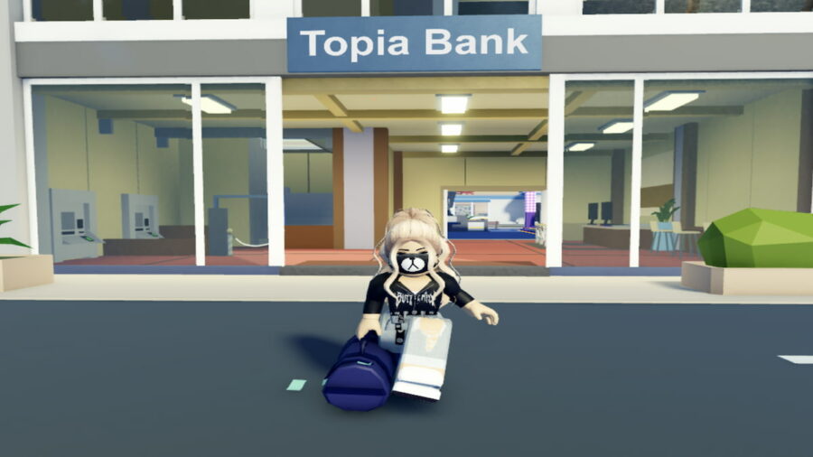 Roblox avatar robbing the Livetopia Bank