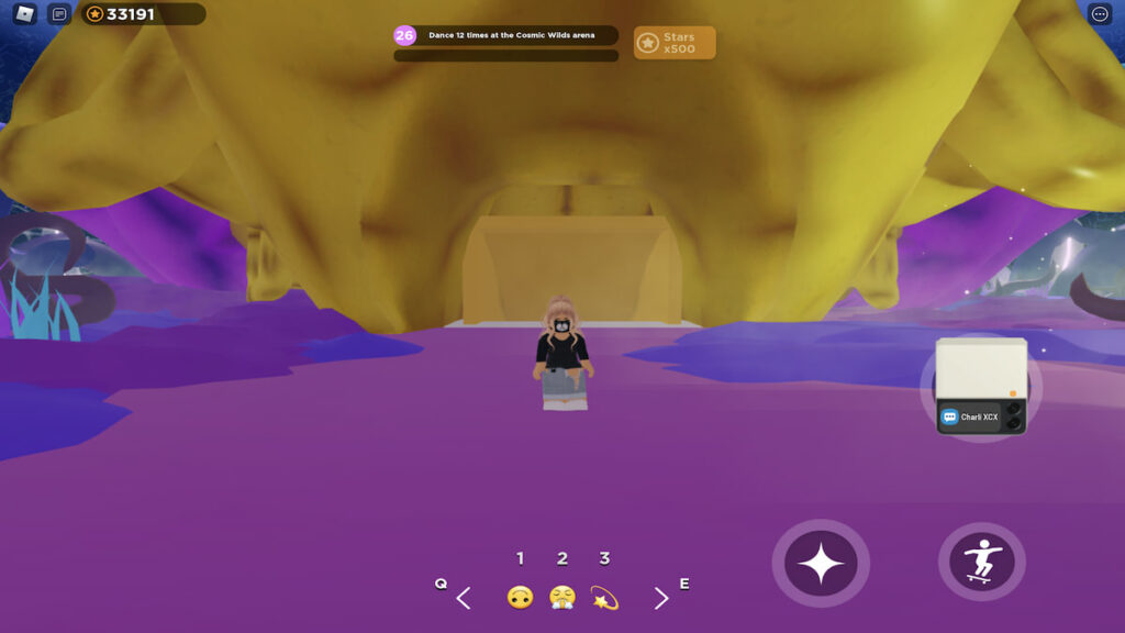 Roblox avatar standing in front of cave-like entrance