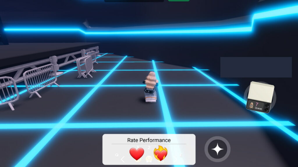 Rate performance menu featuring two heart emojis