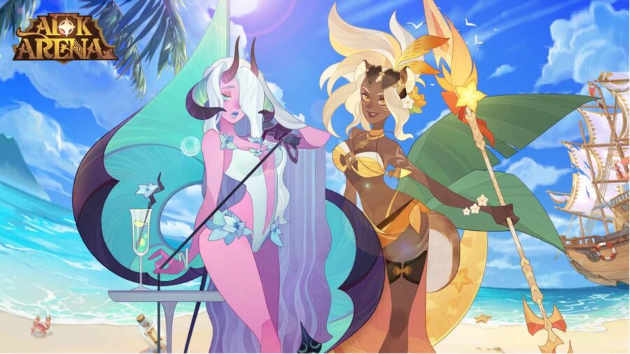 AFK Arena heroines on the beach