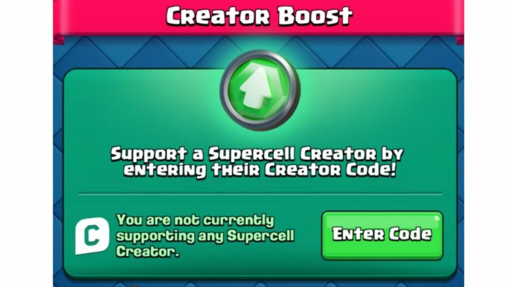Clash Royale Creator Codes activation button