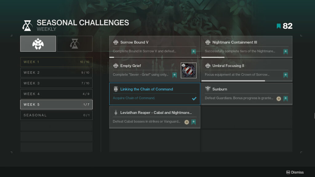 Destiny 2: Season of the Haunted Week 5 Seasonal Challenges (July 2022