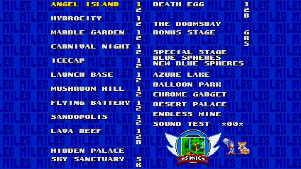 Sonic Origins Sonic 3 Level select sount test secret menu