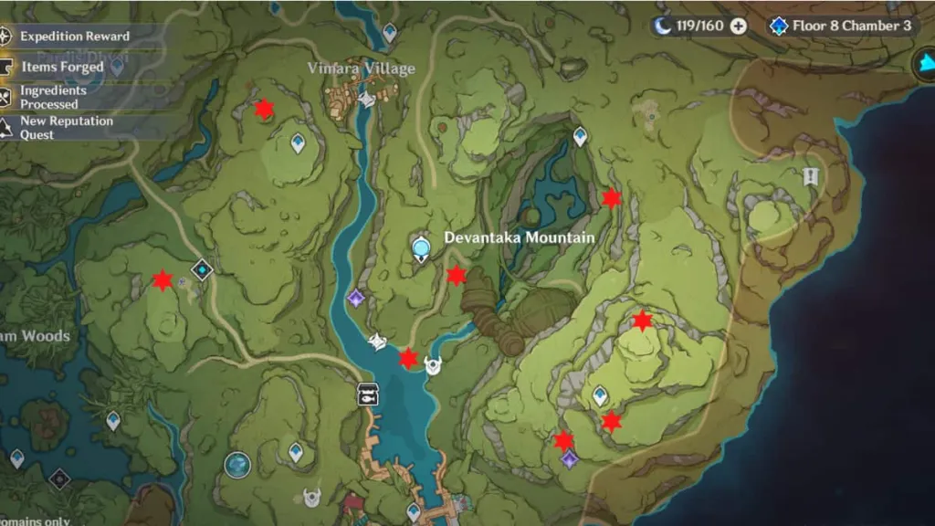 All Sumeru time trial challenge locations