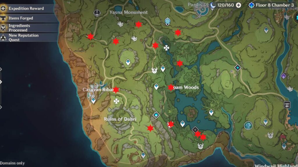 All Sumeru time trial challenge locations.