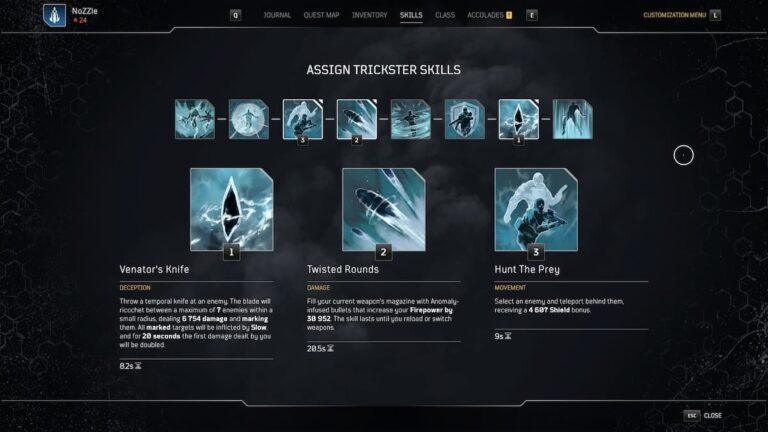 outriders trickster skill tree build