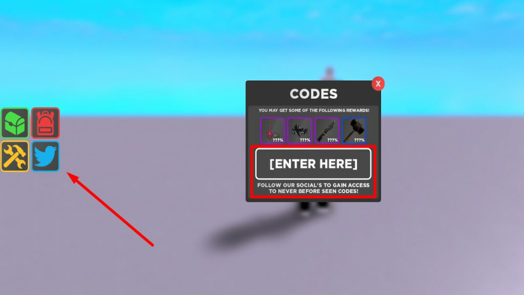 Redeem Code text box for Roblox Murder Mystery A 