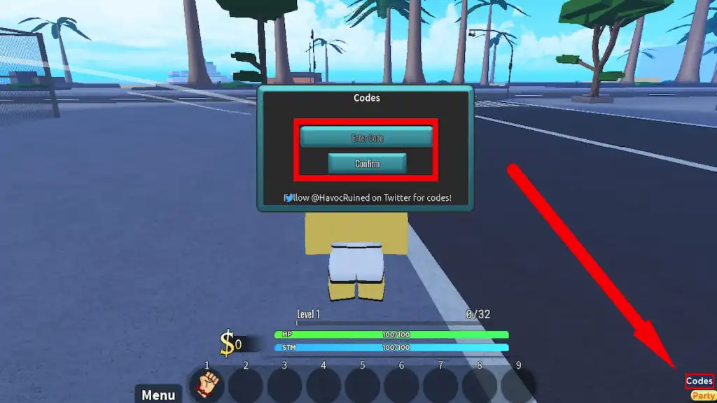 Redeem text box for Roblox Project Hero